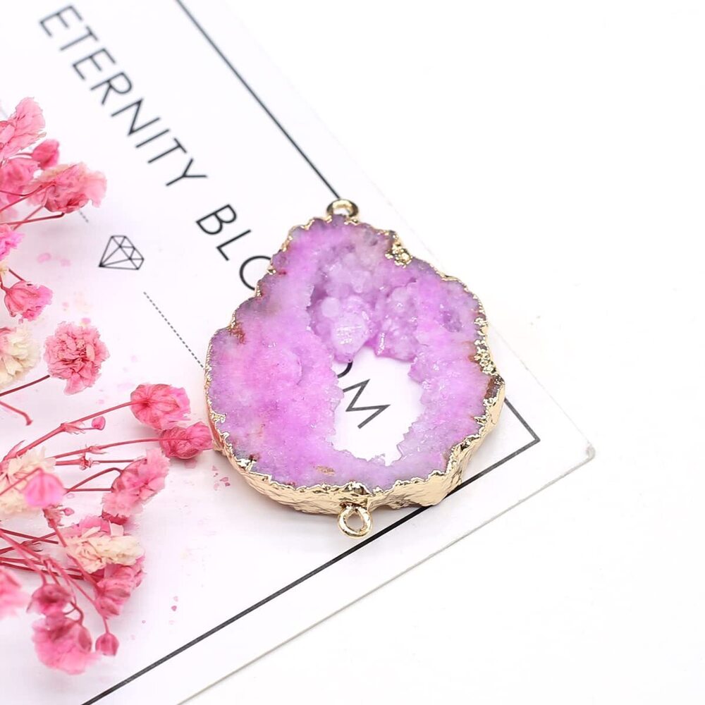 2124 natural stone connectors colorful irregular druzy geode light purple - Picture 3 of 7